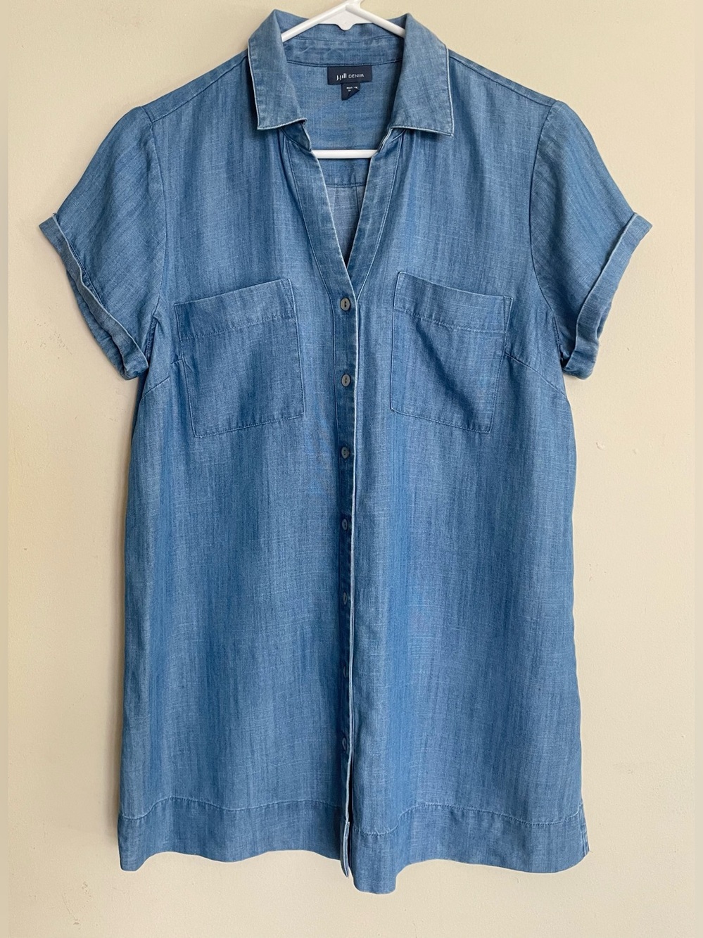 J. Jill Blue Lyocell Chambray Short Sleeve Tunic Top